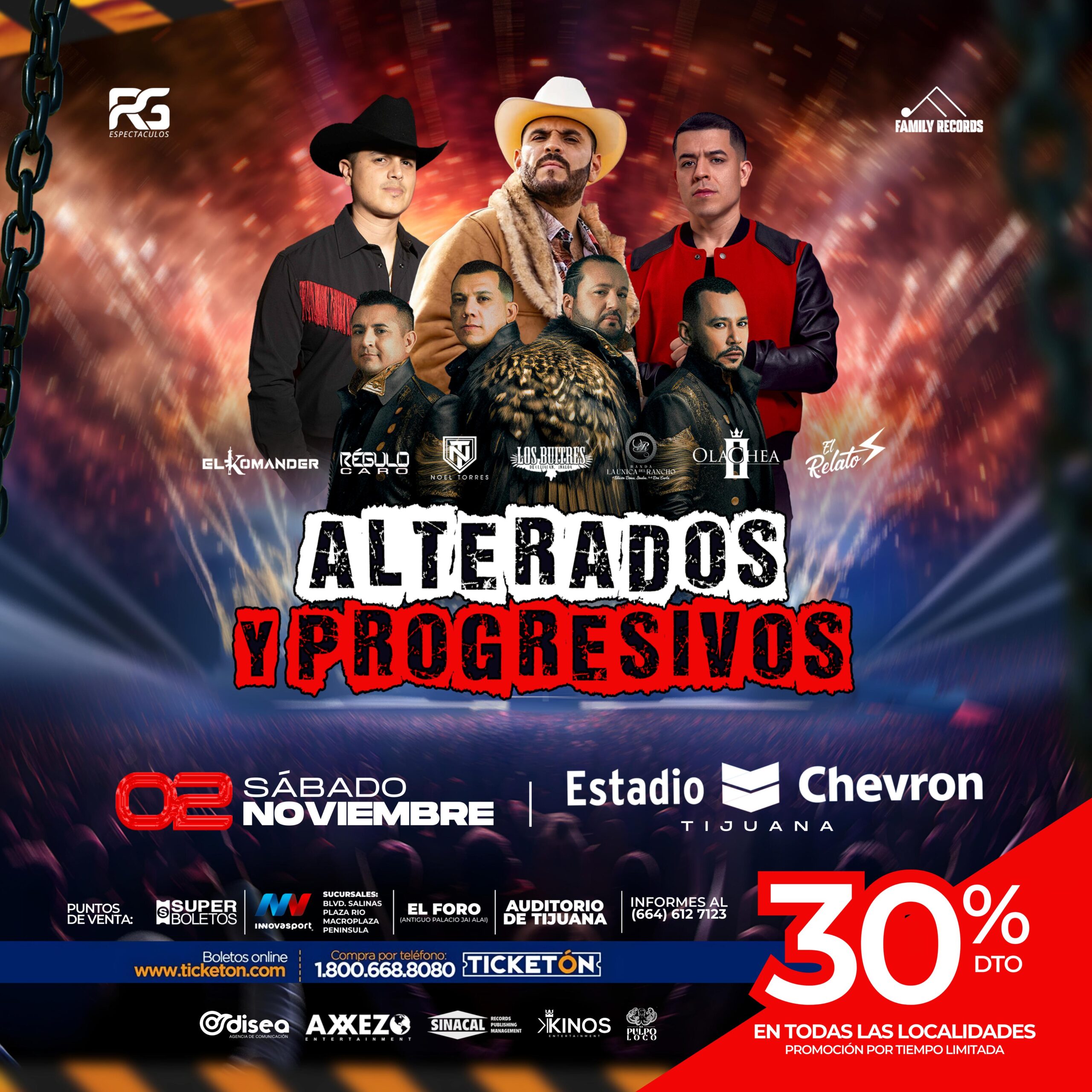 ALATERADOS Y PROGRESIVOS EN CONCIERTO SÁBADO 2 DE NOVIEMBRE,BOLETOS EN TAQUILLA