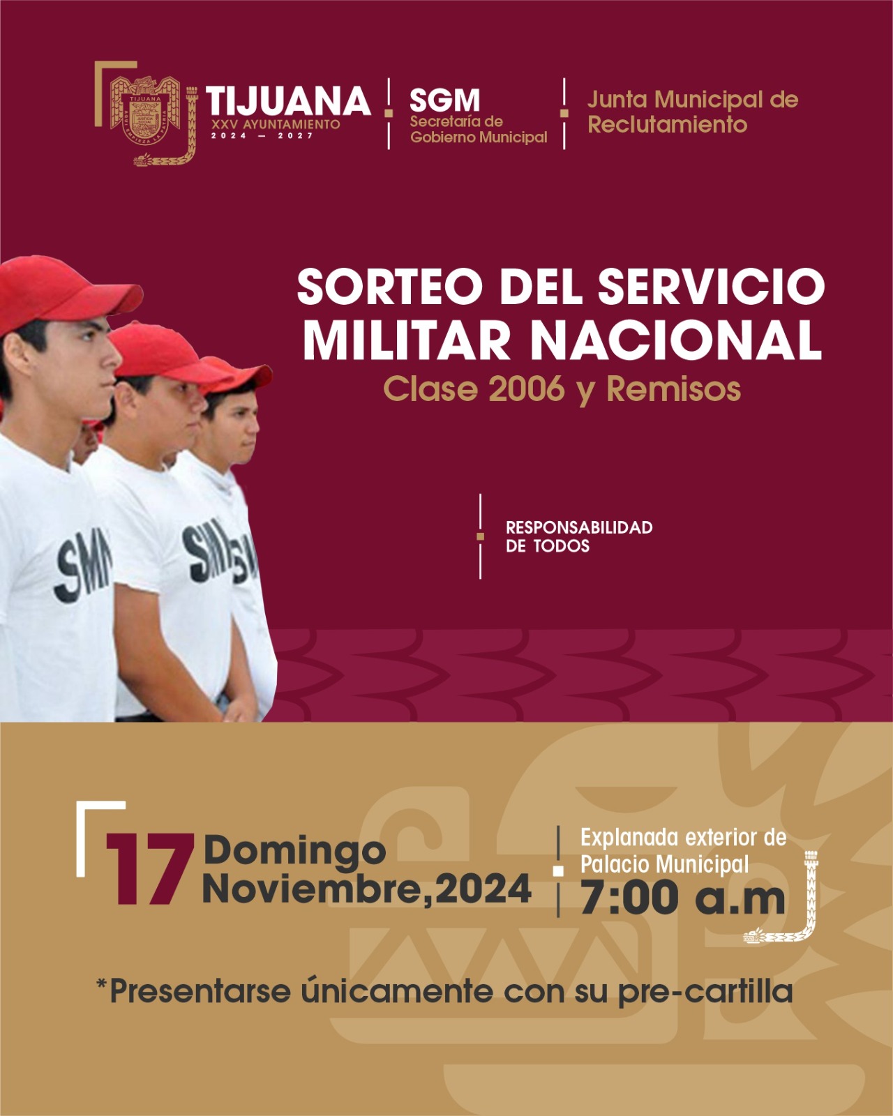 REALIZARÁN PRÓXIMO DOMINGO 17 DE NOVIEMBRE EL SORTEO DEL SERVICIO MILITAR NACIONAL