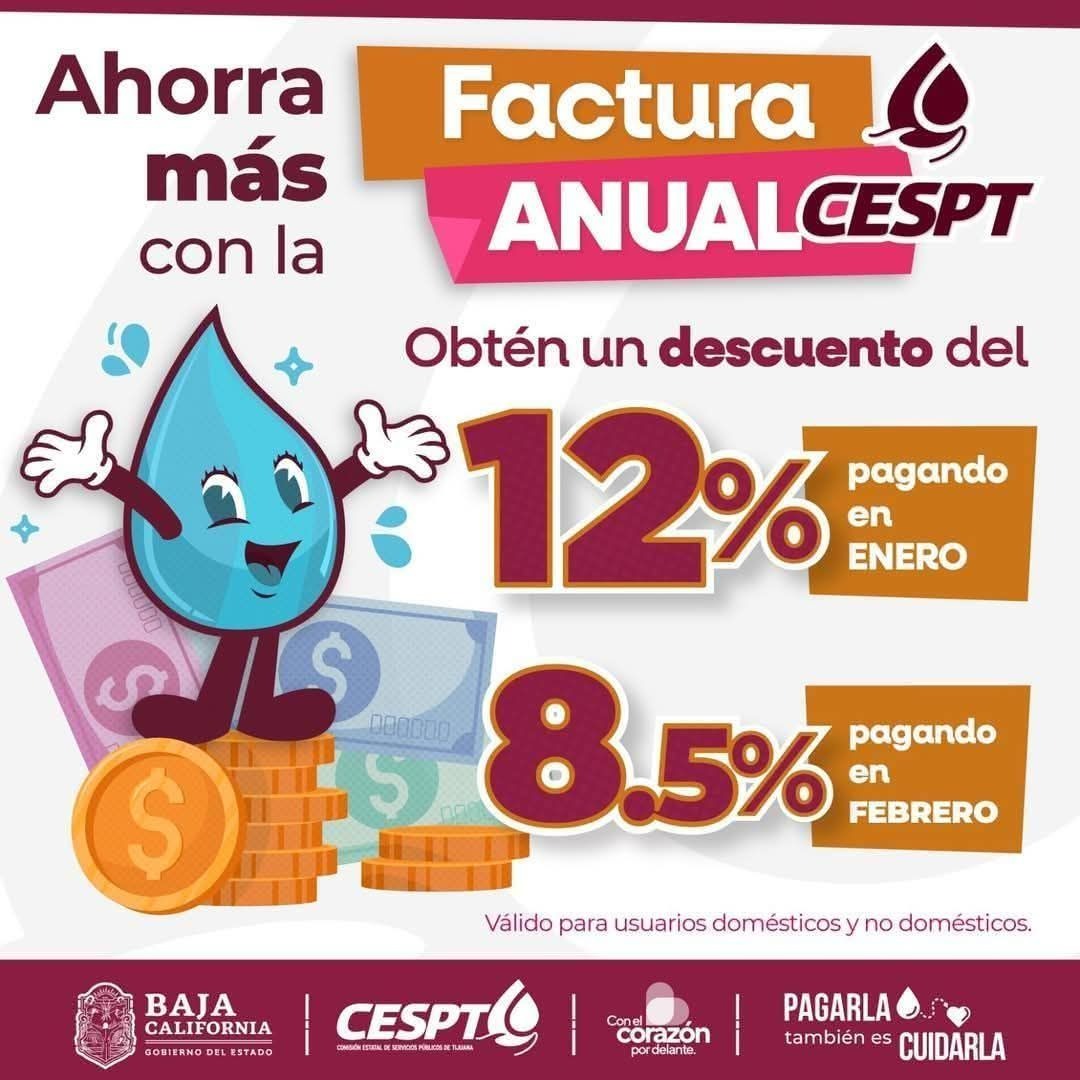 RECUERDA CESPT ÚLTIMOS DÍAS PARA OBTENER EL 12% DE DESCUENTO EN EL SERVICIO DE AGUA