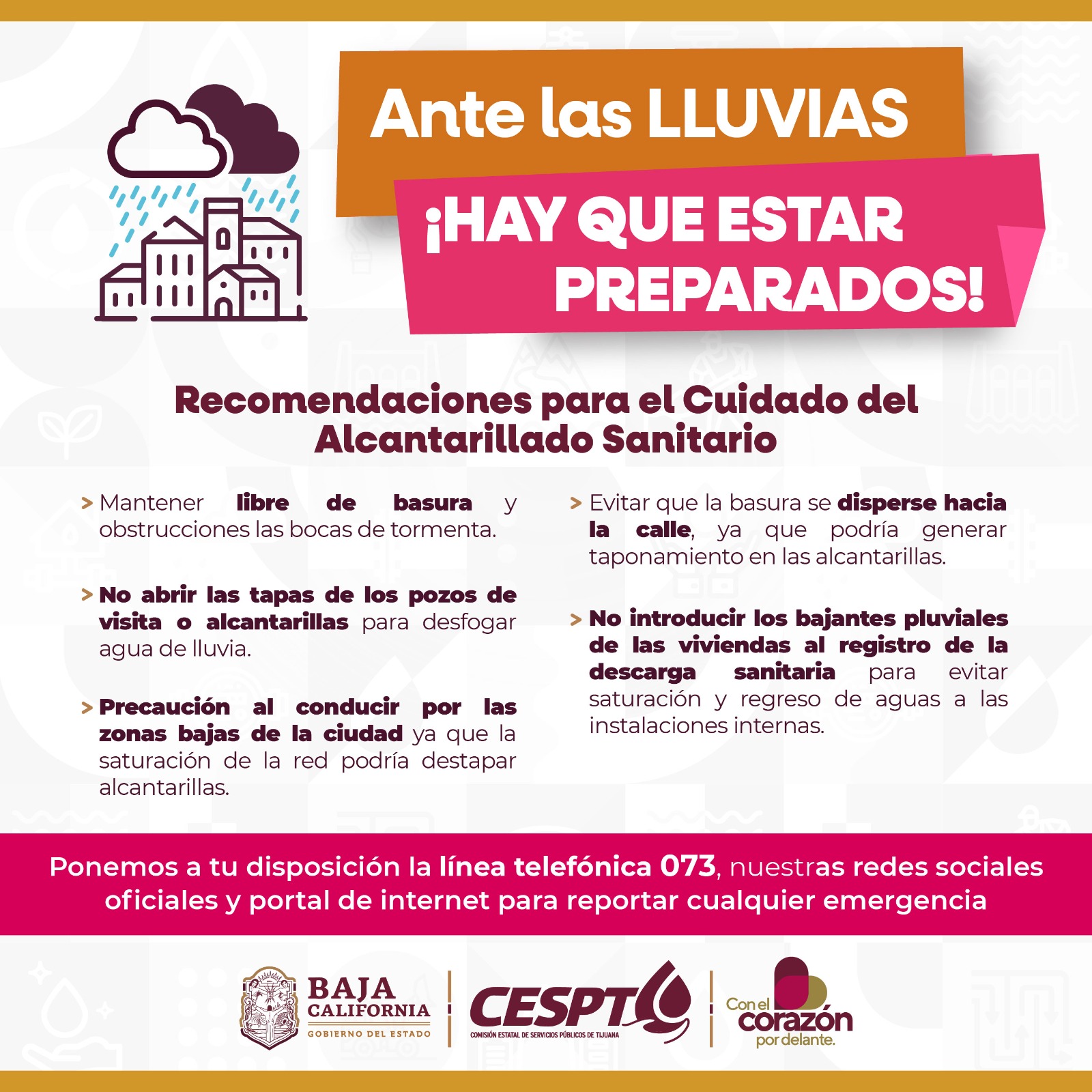 ACTIVA CESPT PROTOCOLO DE PREVENCIÓN ANTE LA PROXIMIDAD DE LLUVIAS A LA REGIÓN