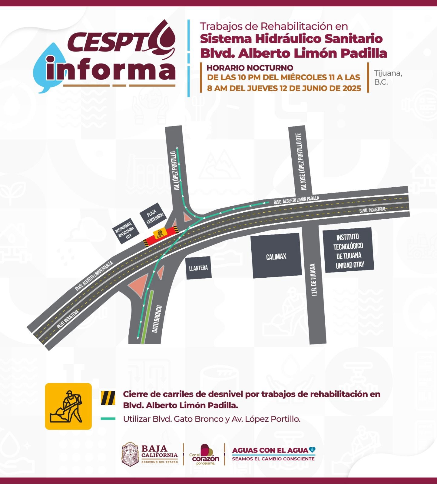 LA CESPT REALIZARÁ REHABILITACIÓN DE RED SANITARIA EN EL BULEVAR ALBERTO LIMÓN PADILLA Los trabajos se realizarán este miércoles 11 de junio a partir de las 10:00 p.m.
