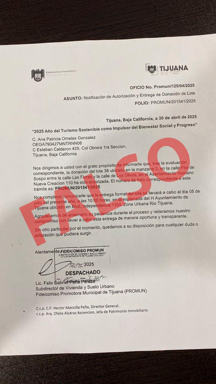 Advierte XXV Ayuntamiento de Tijuana sobre fraudes relacionados con supuesta donación de lotes