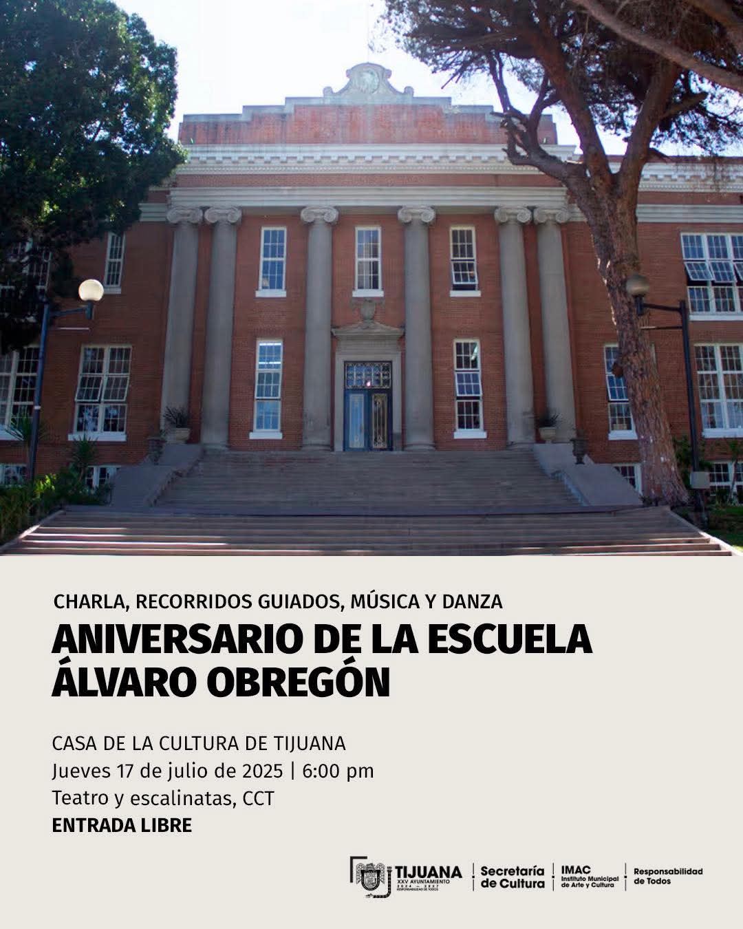 UNA SERIE DE ACTIVIDADES SE REALIZARÁN EN LA CASA DE LA CULTURA DE TIJUANA POR SU ANIVERSARIO,INICIÓ COMO ESCUELA ÁLVARO OBREGÓN