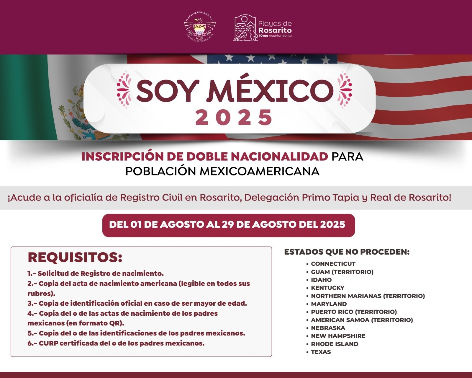 Facilita Ayuntamiento de Playas de Rosarito trámite de doble nacionalidad con la campaña “Soy México 2025”