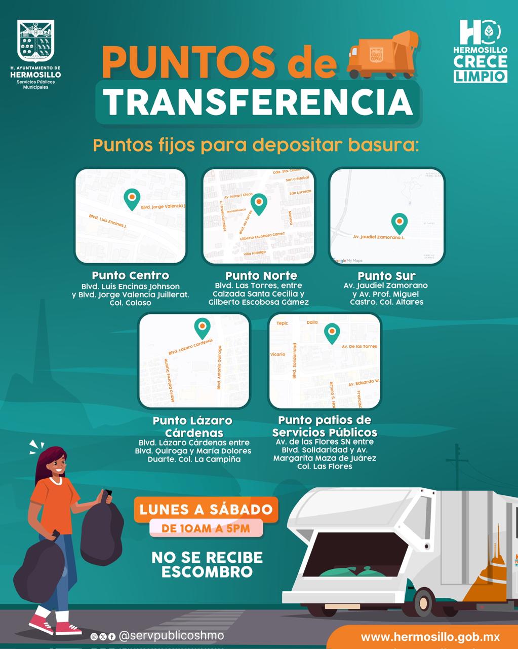 Cuenta Ayuntamiento de Hermosillo con cinco Puntos de Transferencia para depósito de basura