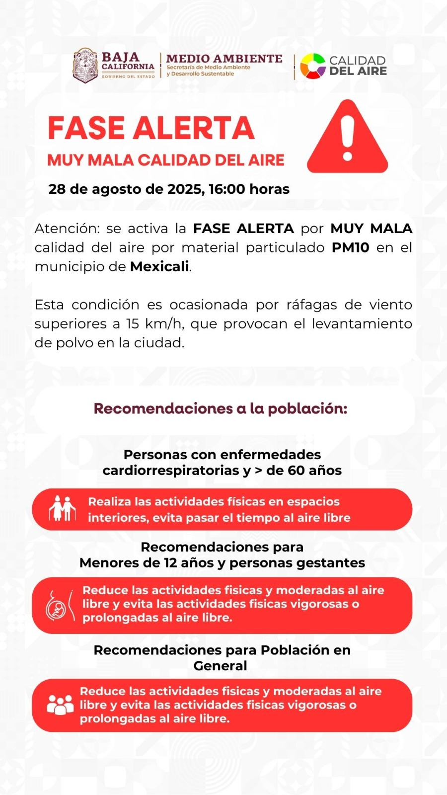 ALERTAN AUTORIDADES POR MUY MALA CALIDAD DEL AIRE EN MEXICALI