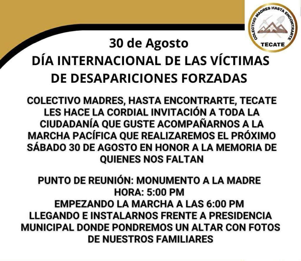 INVITAN A MARCHA POR DESAPARECIDOS ESTE SÁBADO.