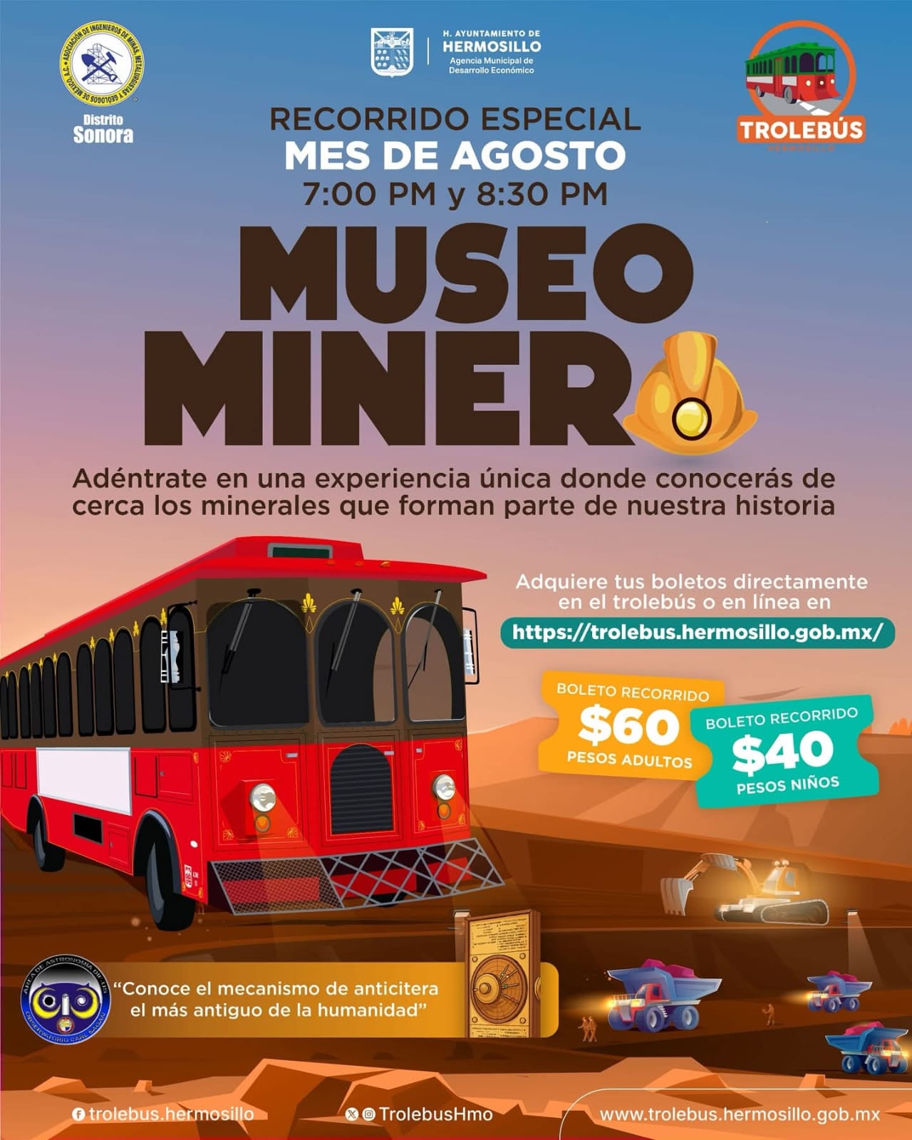 En agosto súbete al Trolebús y descubre las sorpresas del Museo Minero