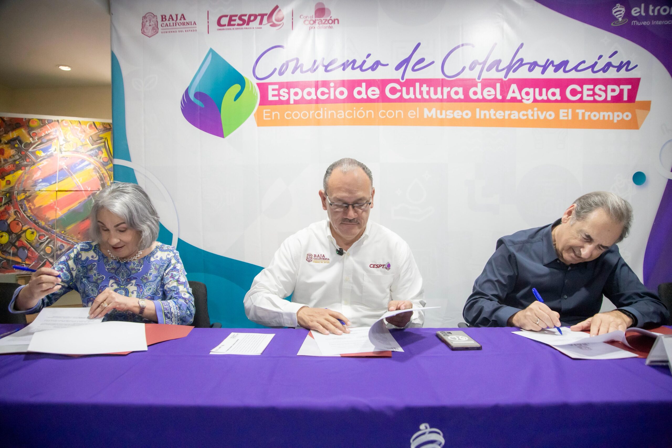FIRMAN CONVENIO CESPT Y EL TROMPO PARA INSTALAR ESPACIO DE CULTURA DEL AGUA