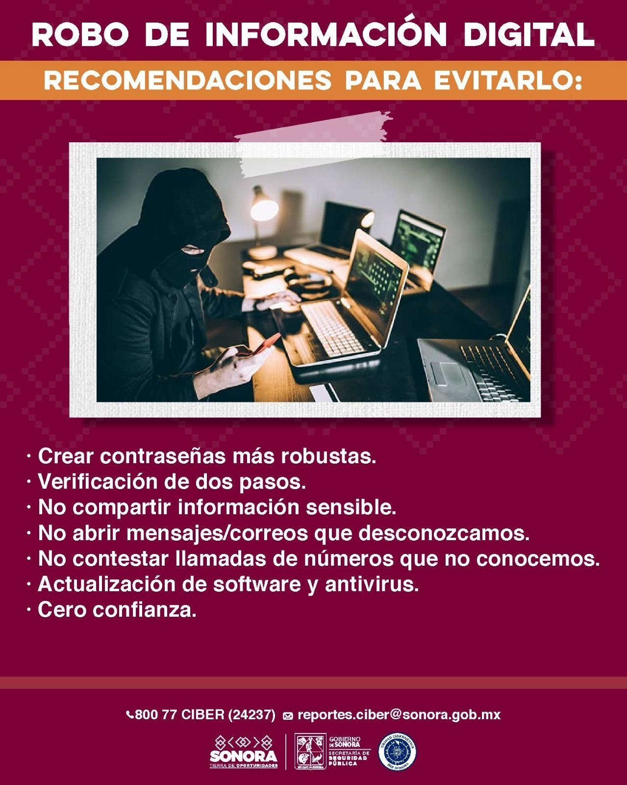 Recomendaciones del Gobierno de Sonora para prevenir el robo de información digital