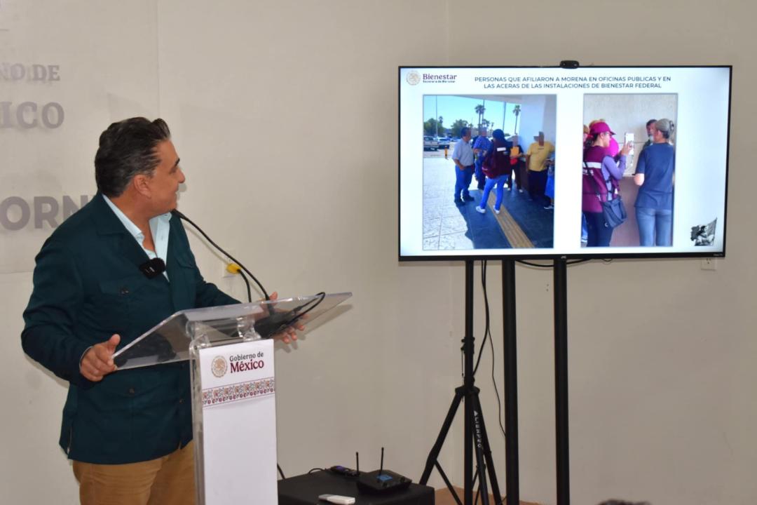 PRESENTA RUIZ URIBE ROSTROS DE PERSONAS QUE ANDUVIERON AFILIANDO EN LAS OFICINAS DE BIENESTAR FEDERAL