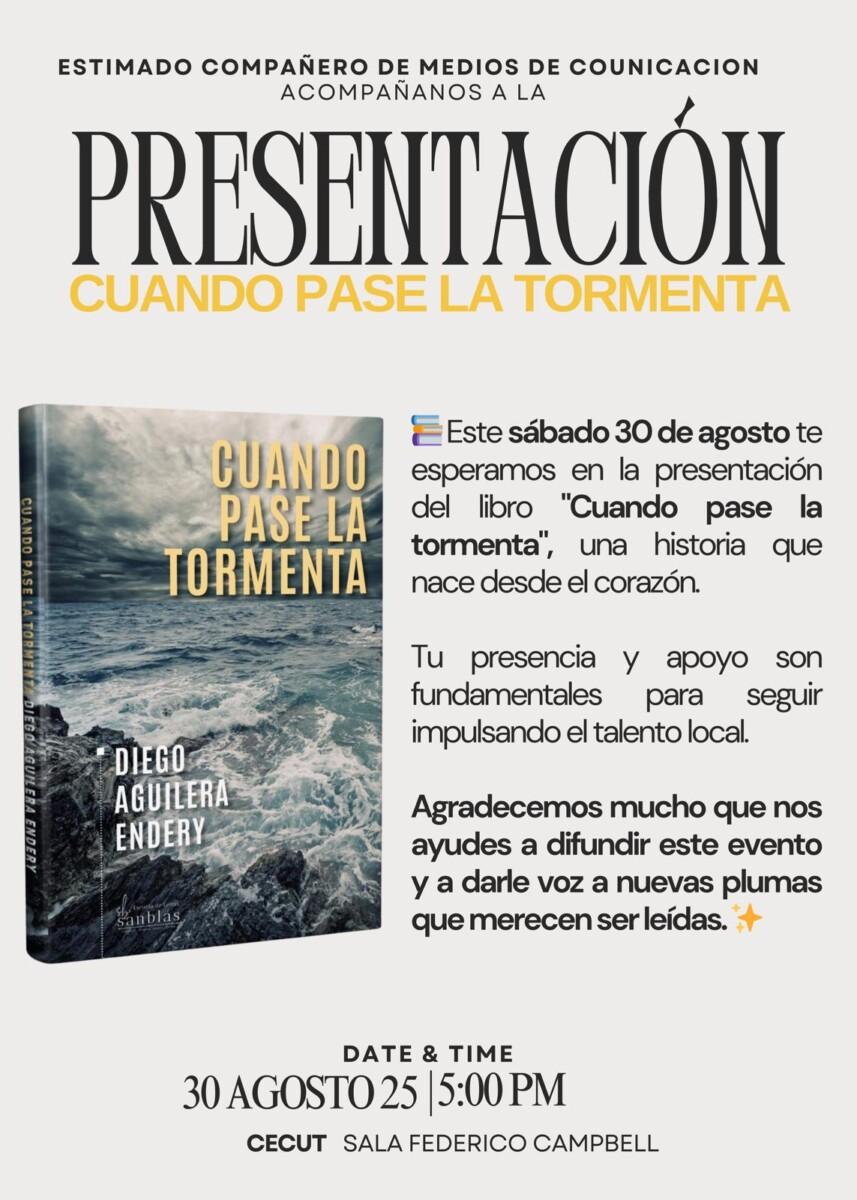 CUANDO PASE LA TORMENTA ,SERAÁ PRESENTADO HOY A LAS 5 PM EN LA SALA FEDERICO CAMPBEL DEL CENTRO CULTURAL TIJUANA