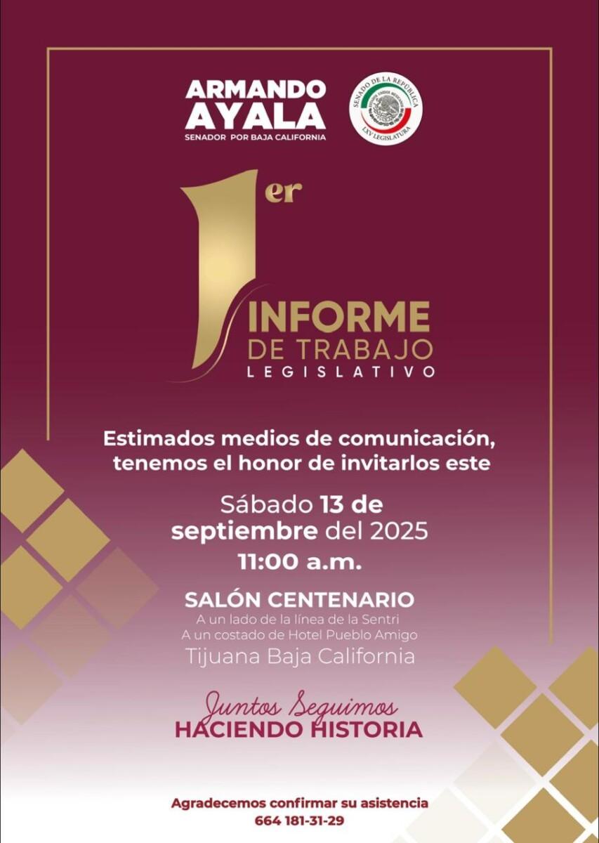 EN UN CONTEXTO DIFÍCIL PARA MORENA Y FUERTES SEÑALAMIENTOS POR SU MAL MANEJO DE LOS RECURSOS PÚBLICOS EL SENADOR,ARMANDO AYALA RINDE HOY SU PRIMER INFORME
