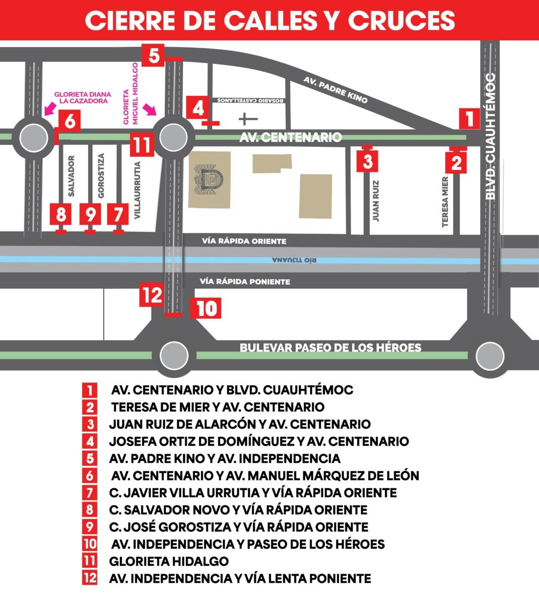 CALLES QUE ESTARÁN CERRADAS EN TIJUANA CON MOTIVO DE LAS FIESTAS PATRIAS