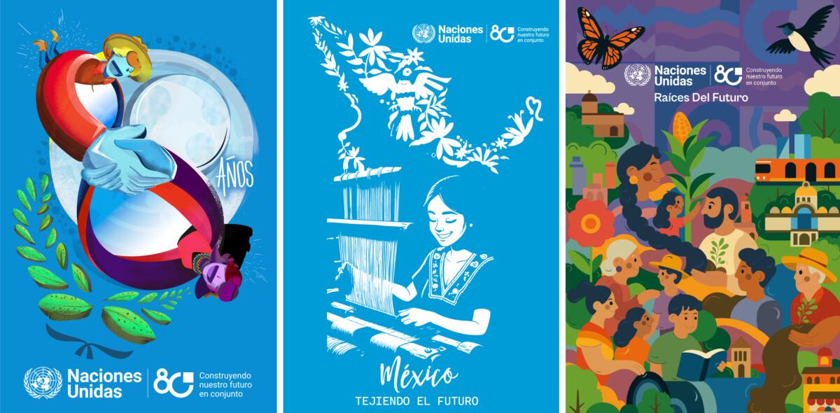 Guillermo Belchez, Renata Bonilla y Abigail Delgado ganan el Concurso de Carteles en México por el 80 aniversario de la ONU