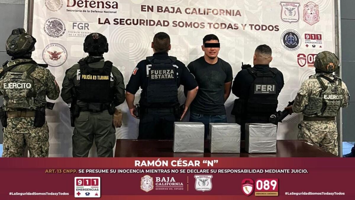 NCAUTA FUERZA ESTATAL 10 KILOS DE METANFETAMINA EN TIJUANA; HAY UN HOMBRE DETENIDO
