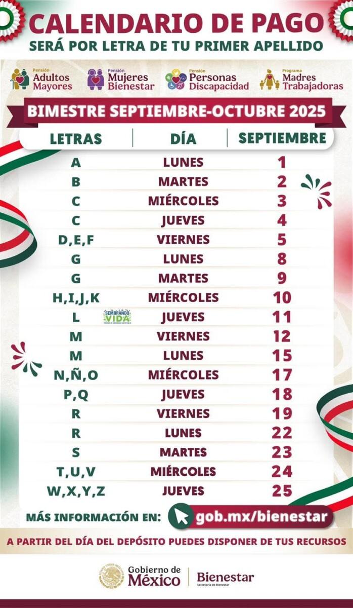 DAN A CONOCER EL CALENDARIO DE PAGOS DE LA PENSIÓN DEL BIENESTAR