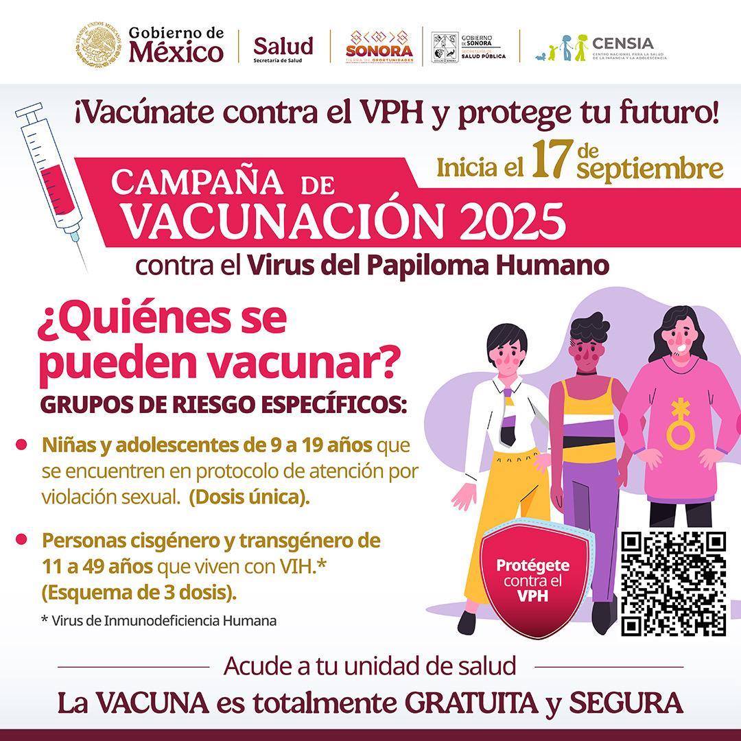 Iniciará Gobierno de Sonora Campaña de Vacunación contra el Virus del Papiloma Humano (VPH) 2025
