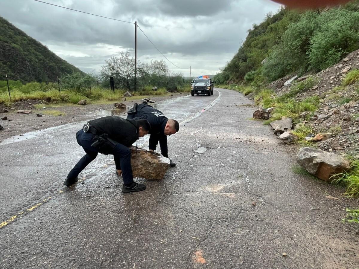 Apoya Policía Estatal a comunidades afectadas por tormentas en Sonora