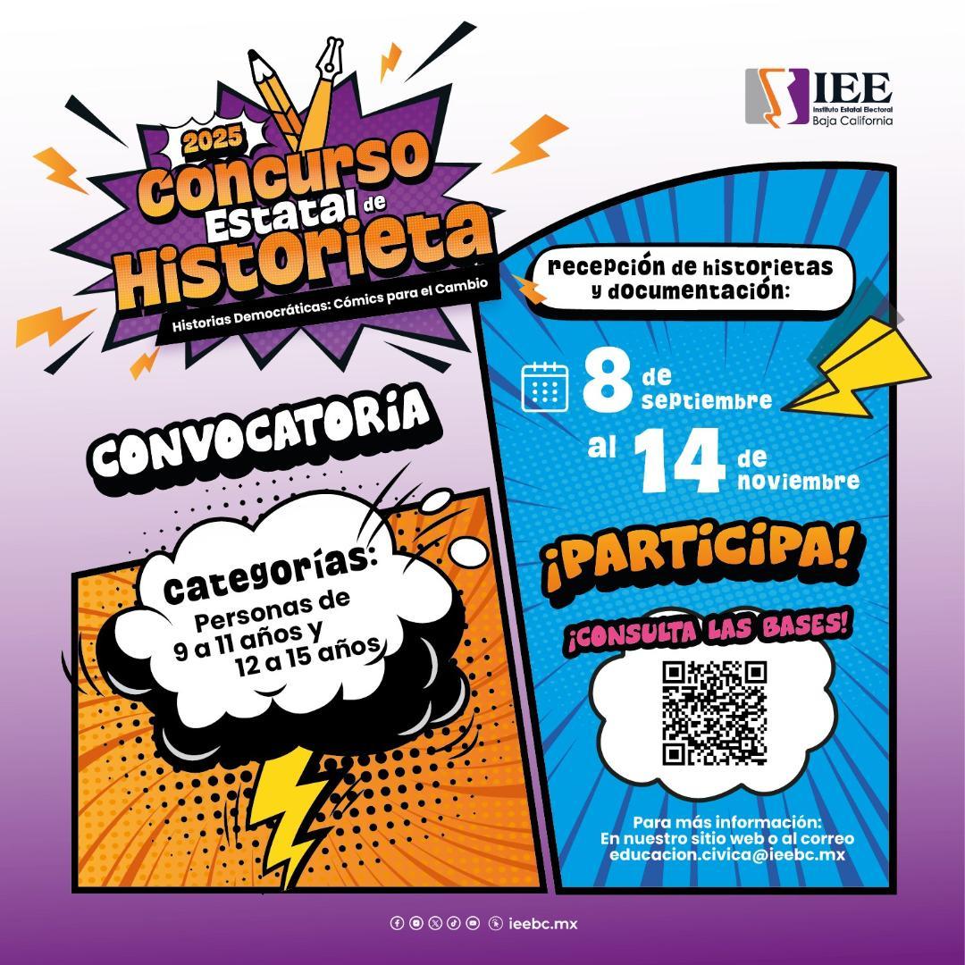 INVITA IEEBC A PARTICIPAR EN EL CONCURSO ESTATAL DE HISTORIETA 2025 “HISTORIAS DEMOCRÁTICAS: CÓMICS POR EL CAMBIO”