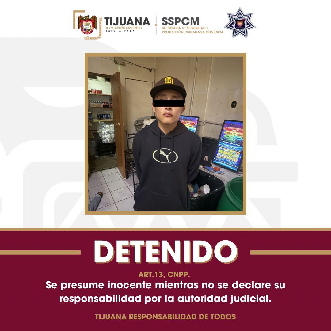 Asegura Policía Municipal de Tijuana a presunto responsable de homicidio en centro clandestino de juegos de azar