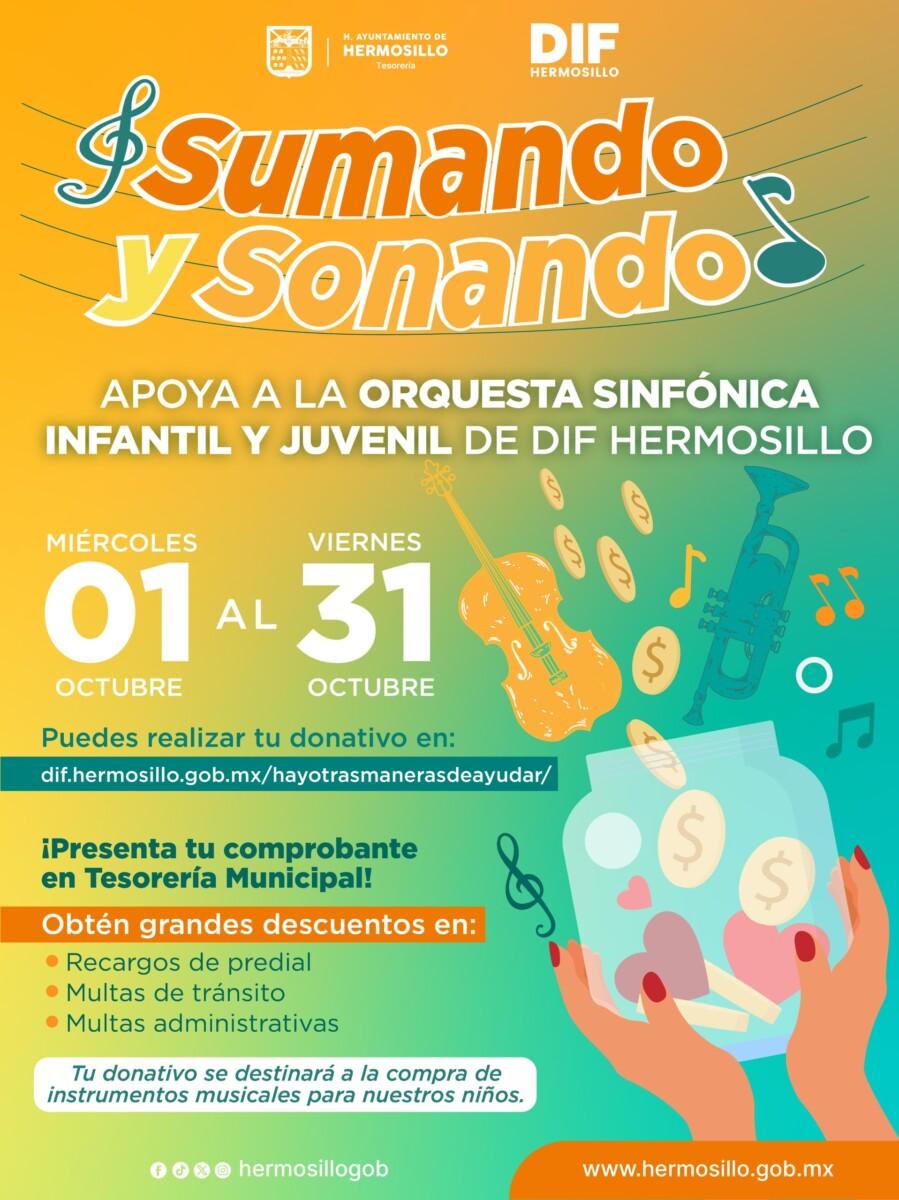 Lanzan campaña “Sumando y Sonando” para apoyar a la Orquesta Sinfónica Infantil y Juvenil de DIF Hermosillo