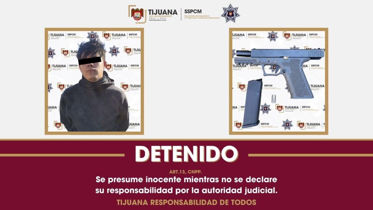 Asegura Policía Municipal de Tijuana a presunto asaltante en el Pedregal de Santa Julia
