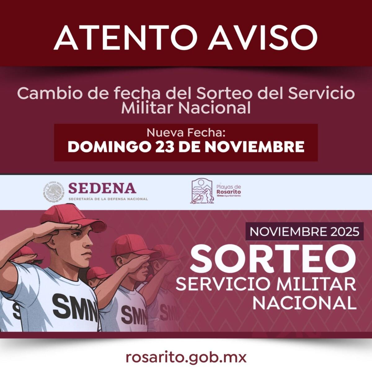 Cambió de fecha del Sorteo del Servicio Militar Nacional