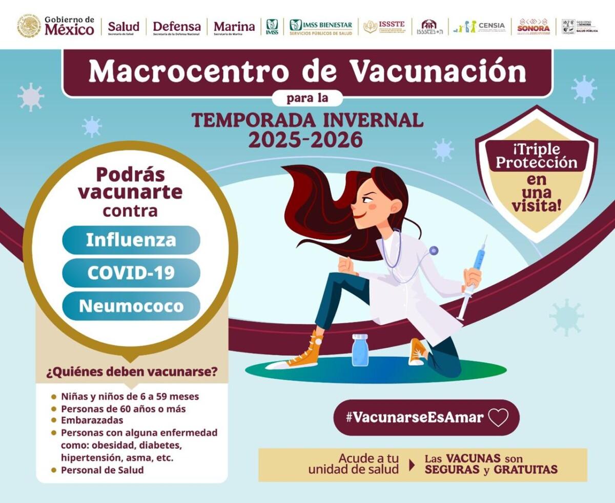 Invita Salud Sonora a arranque de Macrocentro de Vacunación para Temporada Invernal