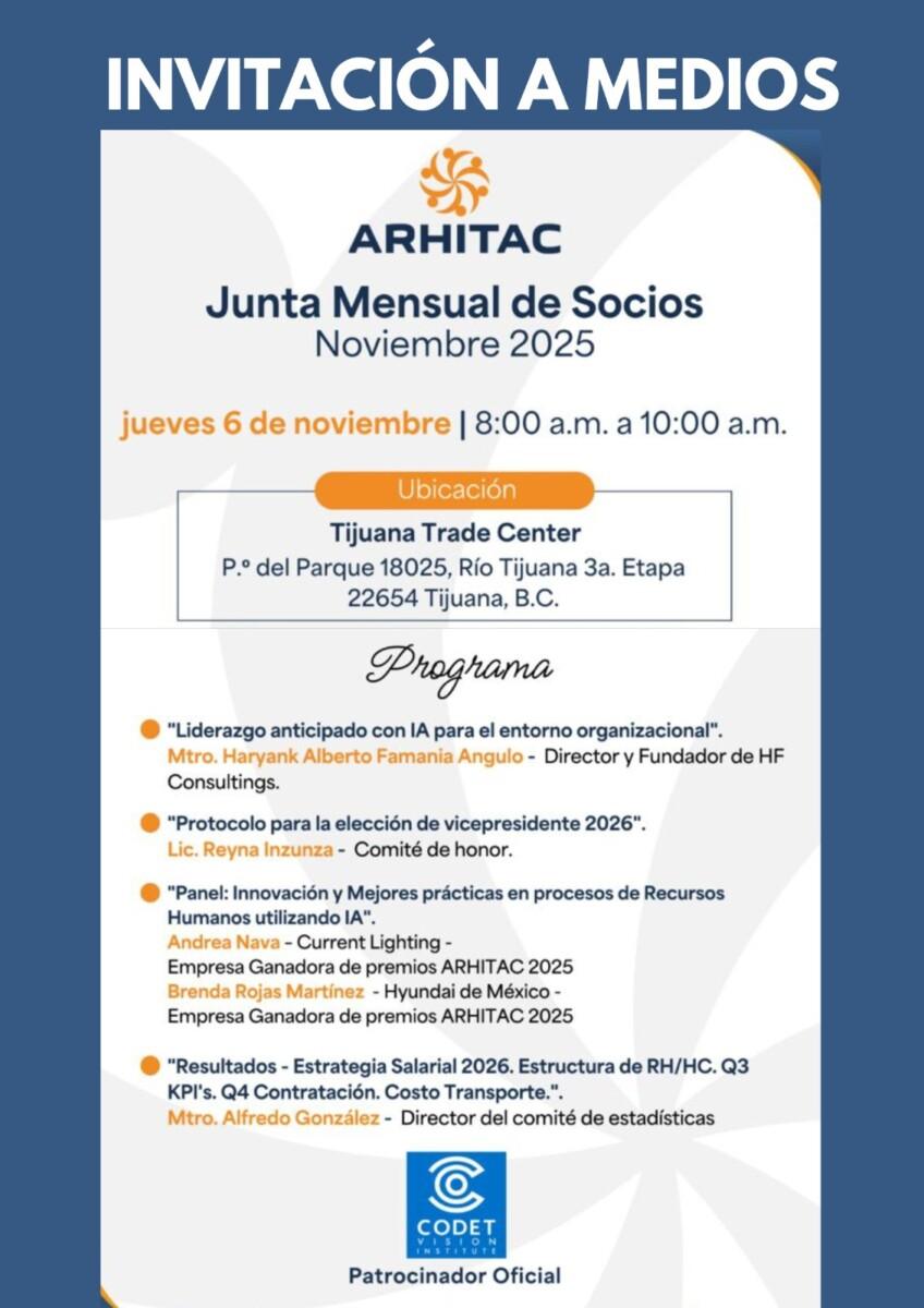 HOY REUNIÓN MENSUAL DE ARHITAC