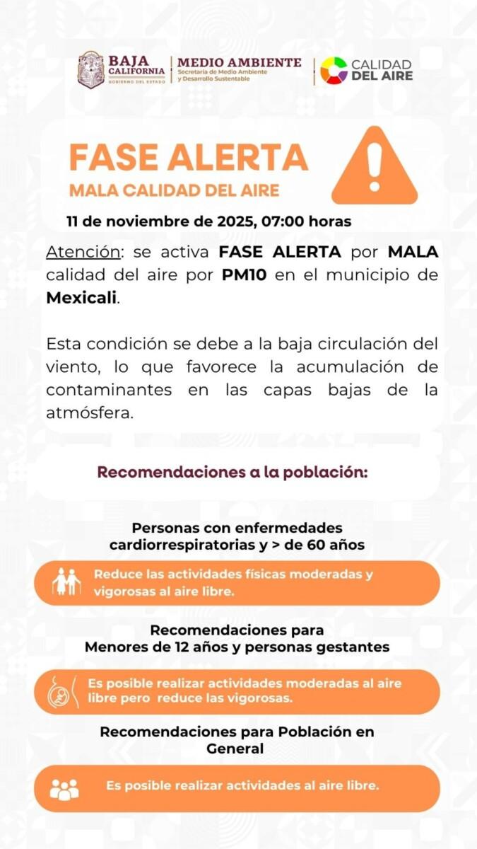 LA MALA CALIDAD DEL AIRE EN MEXICALI PONE EN RIESGO LA SALUD DE LOS MÁS VULNERABLES,POR LO QUE SE RECOMIENDA UNA SERIE DE ACCIONES