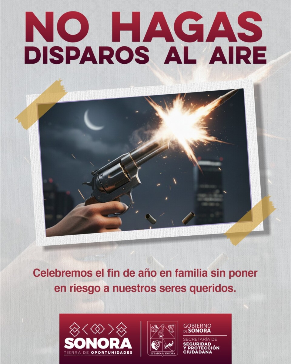 Policía Estatal exhorta a celebrar Año Nuevo sin disparos al aire