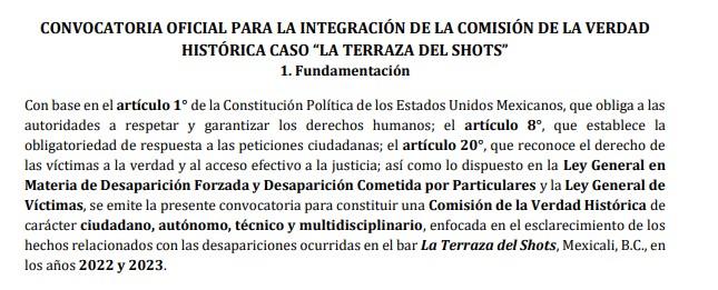 CONVOCATORIA OFICIAL PARA CASO “LA TERRAZA DEL SHOTS”