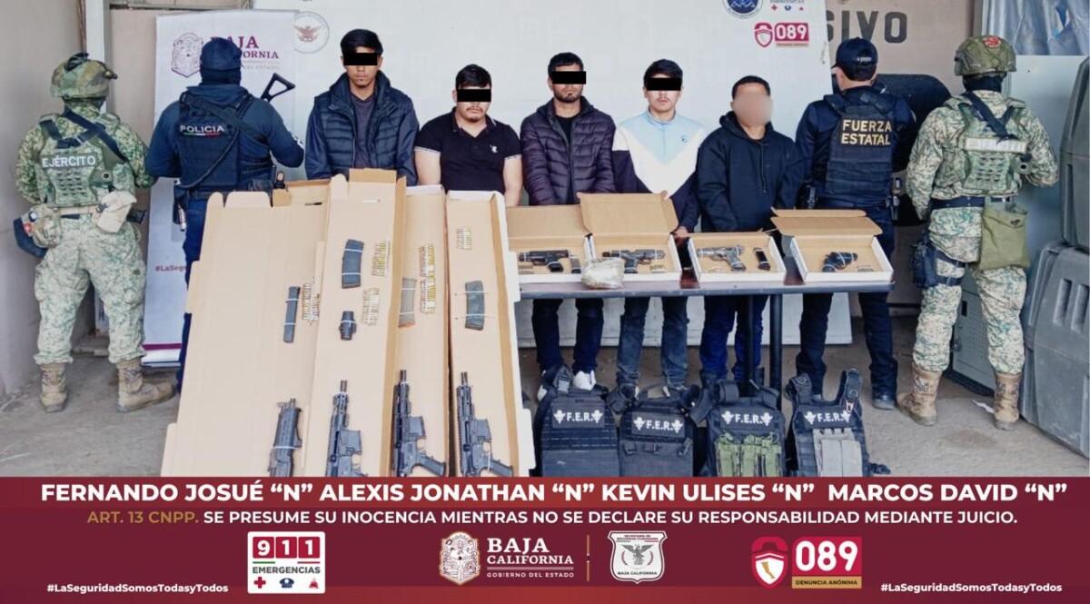 OTRO GOLPE AL CRIMEN EN BC; DESARTICULAN CÉLULA DELICTIVA Y DECOMISAN ARSENAL