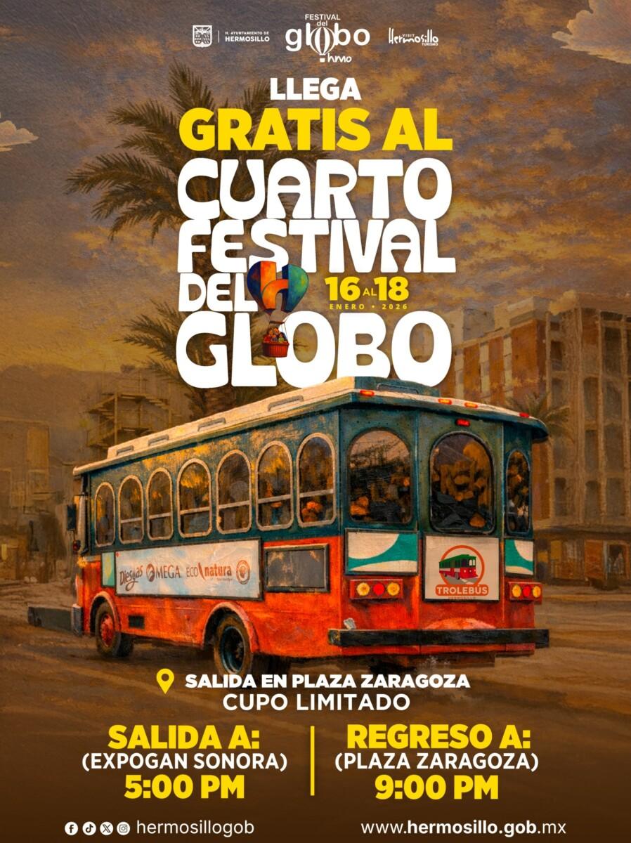 Ofrecerá Gobierno Municipal traslados gratuitos al Cuarto Festival del Globo de Hermosillo