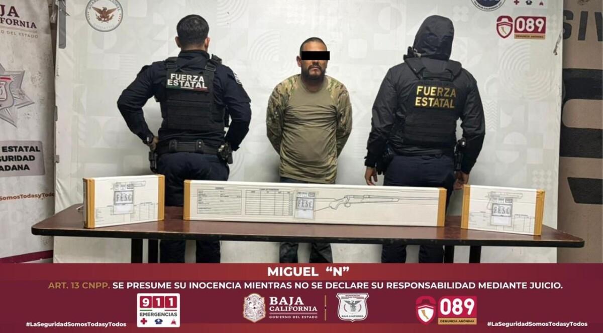 PRESUNTO GENERADOR DE VIOLENCIA ES DETENIDO CON ARMAS DE FUEGO EN TECATE
