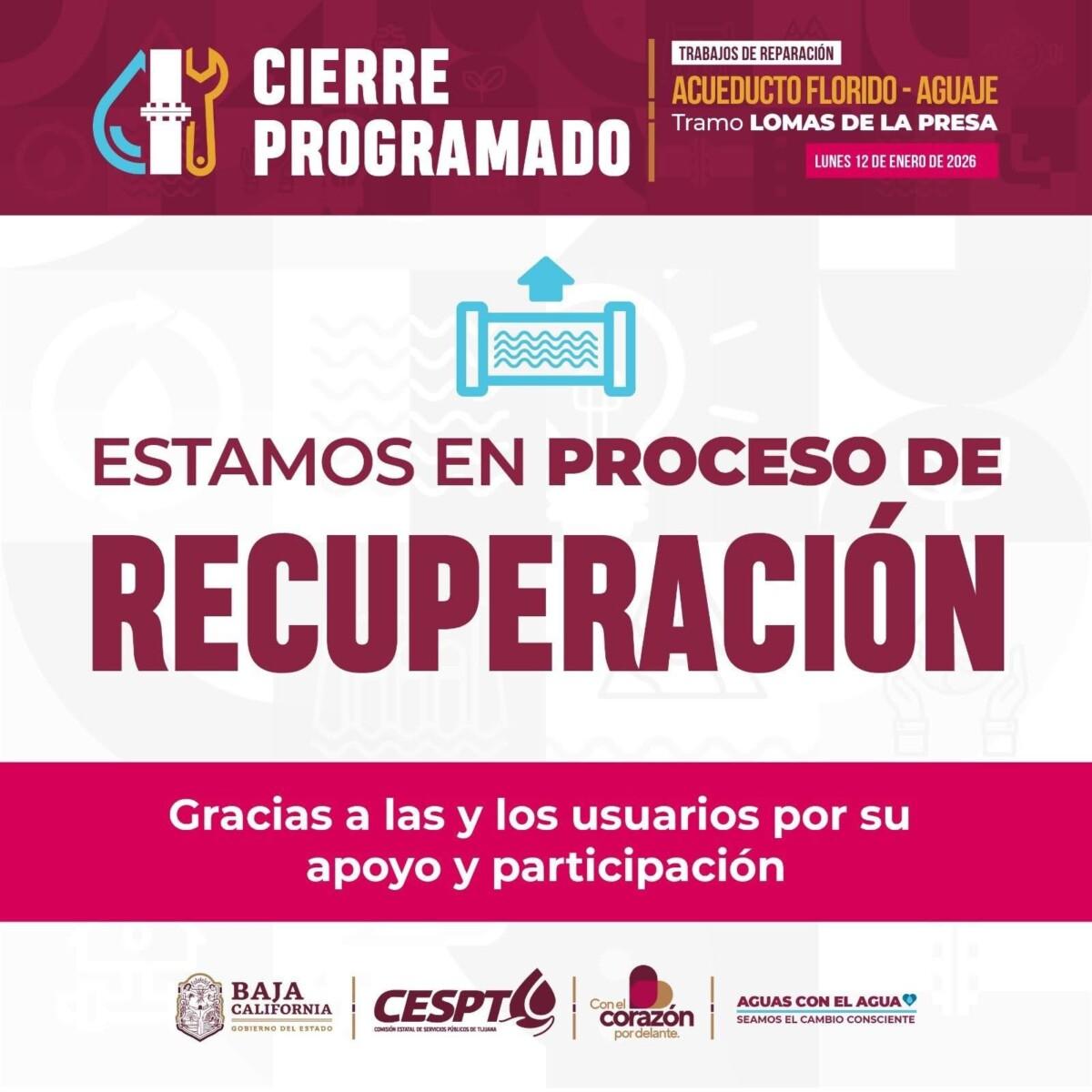 AVANZA RECUPERACIÓN DEL SUMINISTRO DE AGUA POTABLE EN TIJUANA Y PLAYAS DE ROSARITO.