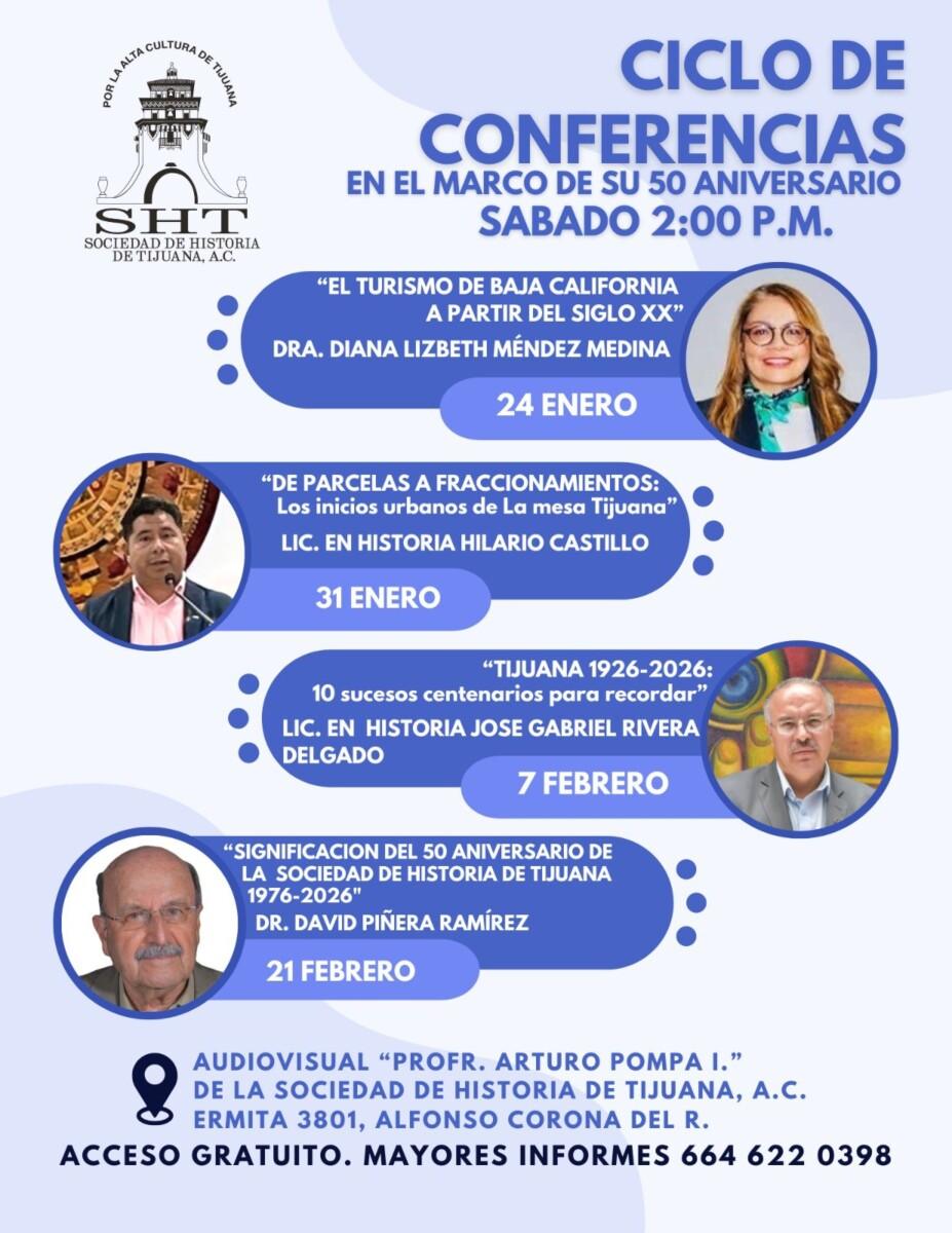 LA SOCIEDAD DE HISTÓRIA DE TIJUANA CONTINUA HOY CON SU CICLO DE CONFERENCIAS, CON EL TEMA DEL TURISMO DE BAJA CALIFORNIA
