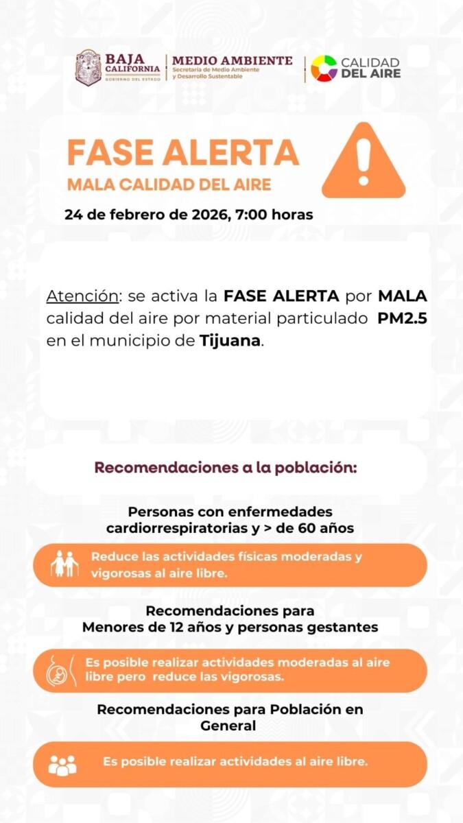 ALERTA TIJUANA POR MALA CALIDAD DEL AIRE TIJUANA EN FASE DE ALERTA NARANJA