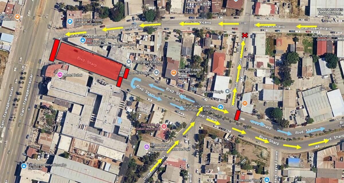 Gobierno de Playas de Rosarito implementa cambios viales por atención a socavón en Bulevar Hisense