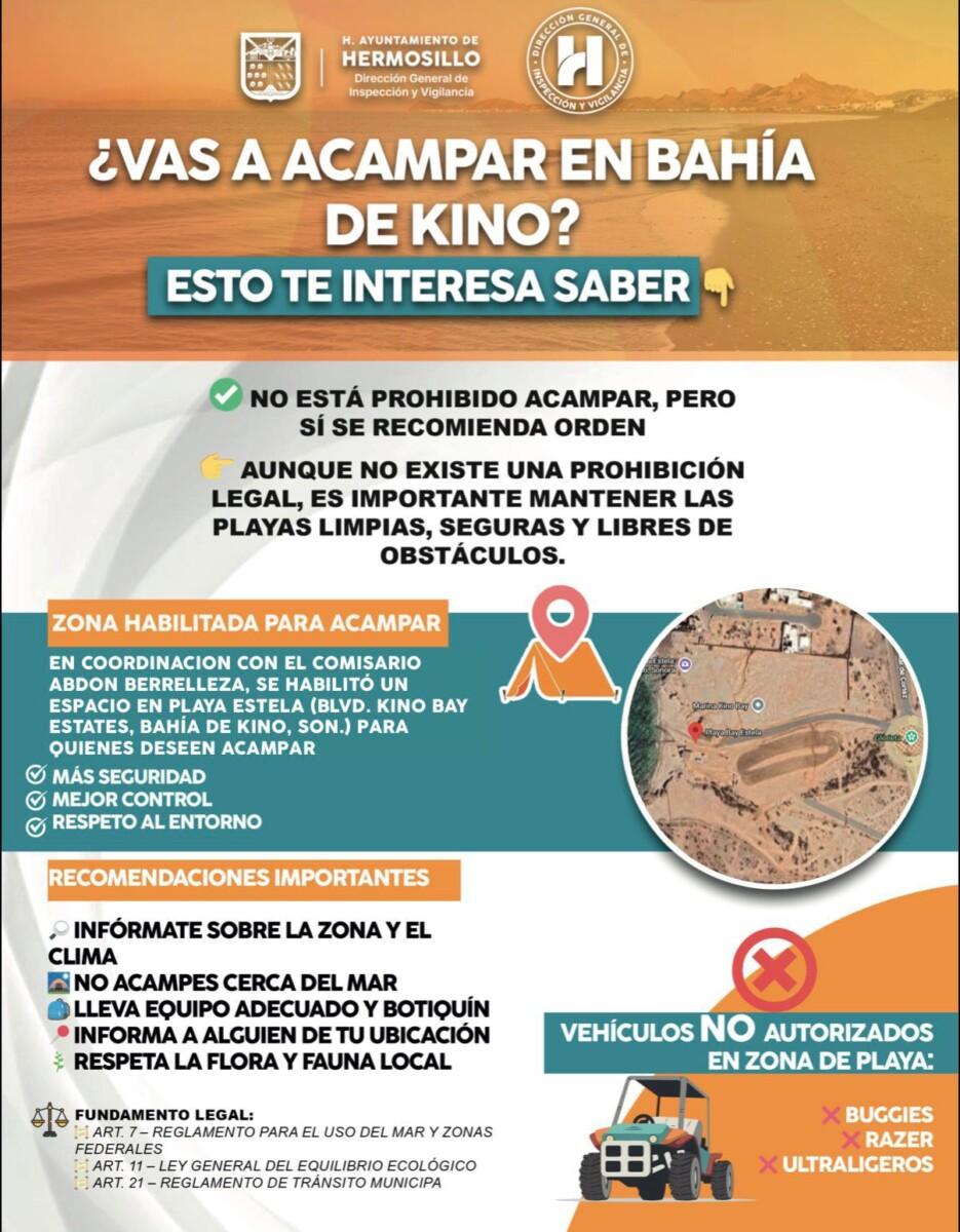 Promueve Gobierno de Hermosillo camping responsable en Bahía de Kino durante Semana Santa