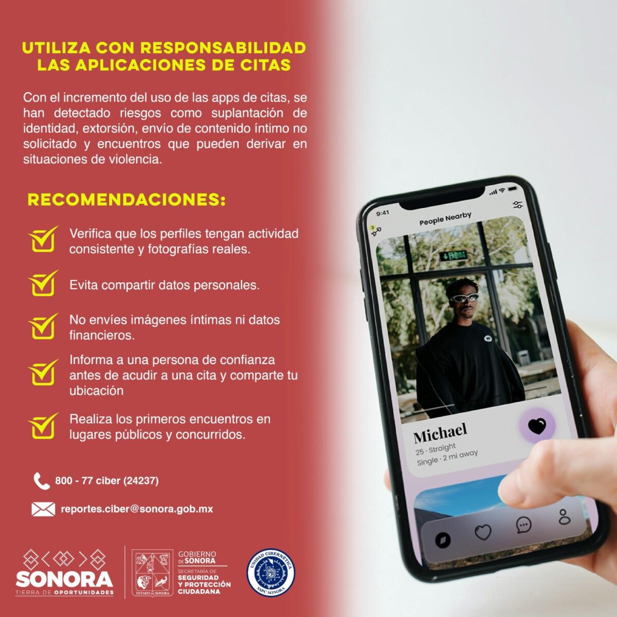 Promueve SSPC Sonora uso responsable y seguro de aplicaciones de citas