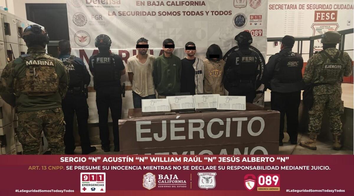 OPERATIVO DE FUERZA ESTATAL EN TIJUANA DEJA CUATRO DETENIDOS Y ARMAS ASEGURADAS