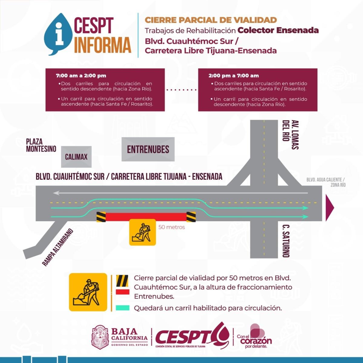 CESPT INFORMA CIERRE DE VIALIDADES POR TRABAJOS TÉCNICOS