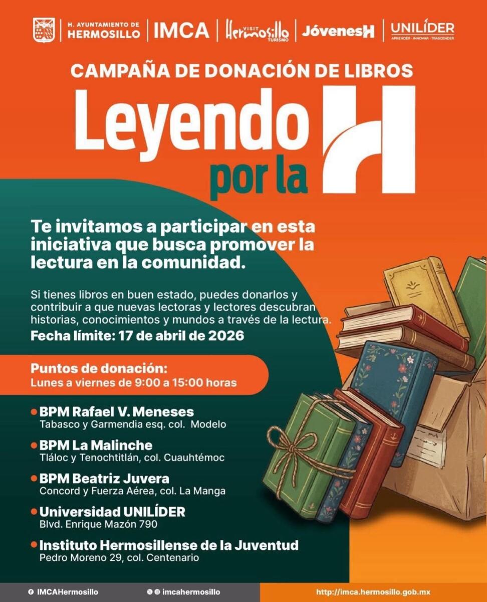 Promueve Ayuntamiento de Hermosillo campaña de donación de libros “Leyendo por la H”
