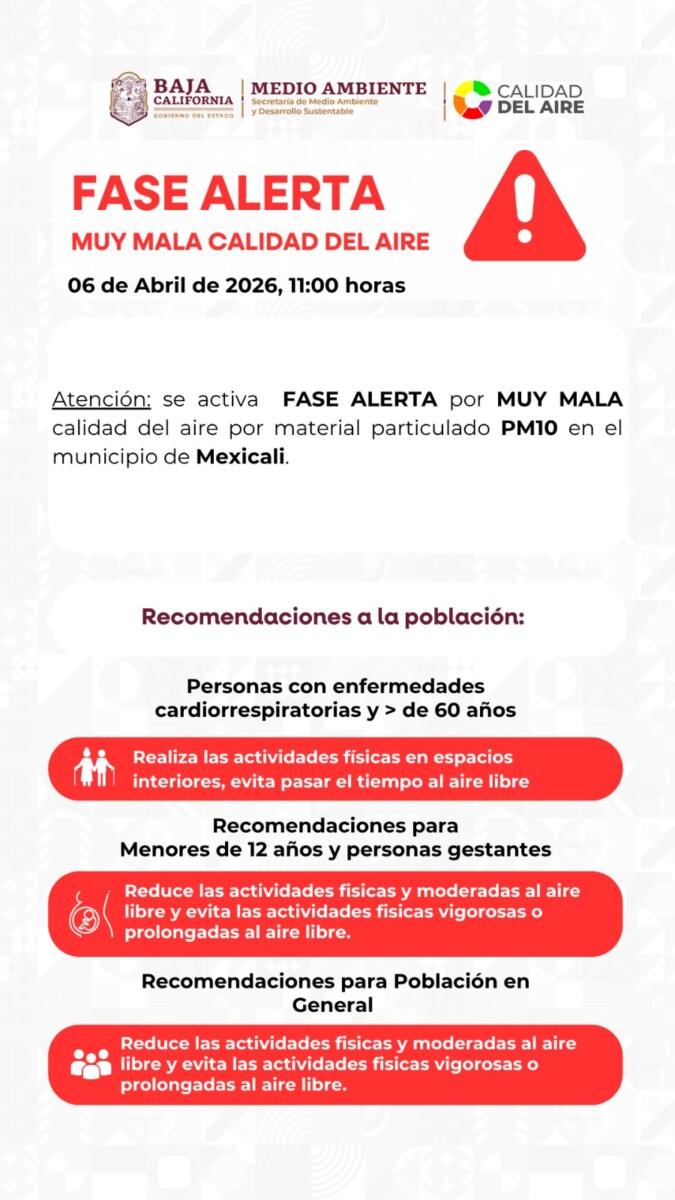 MEXICALI CON MUY MALA CALIDAD DEL AIRE