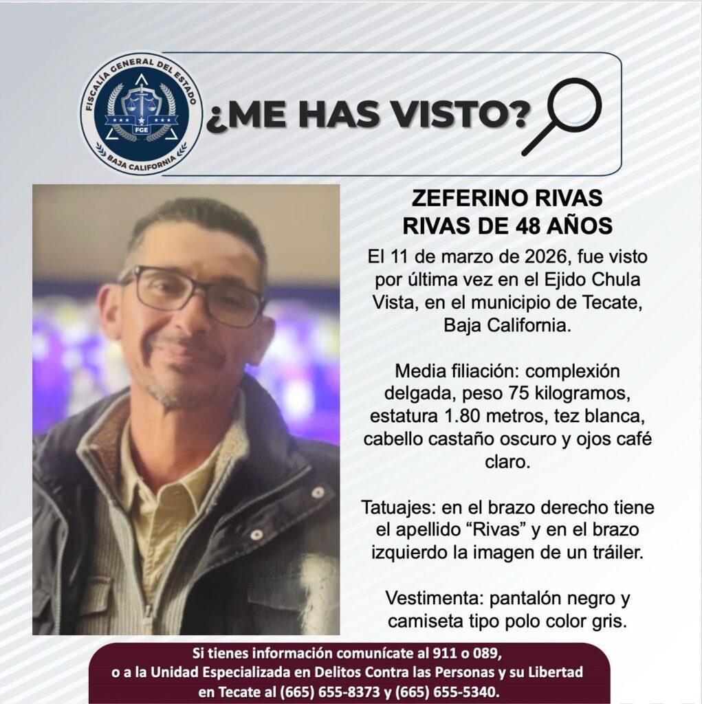 PESQUISA DE ZEFERINO RIVAS RIVAS DE 48 AÑOS DE EDAD