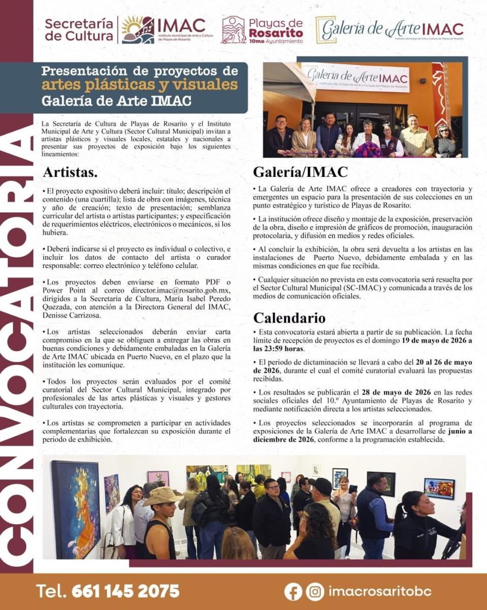 Invita Gobierno de Playas de Rosarito a artistas a participar en convocatoria de la Galería de Arte IMAC