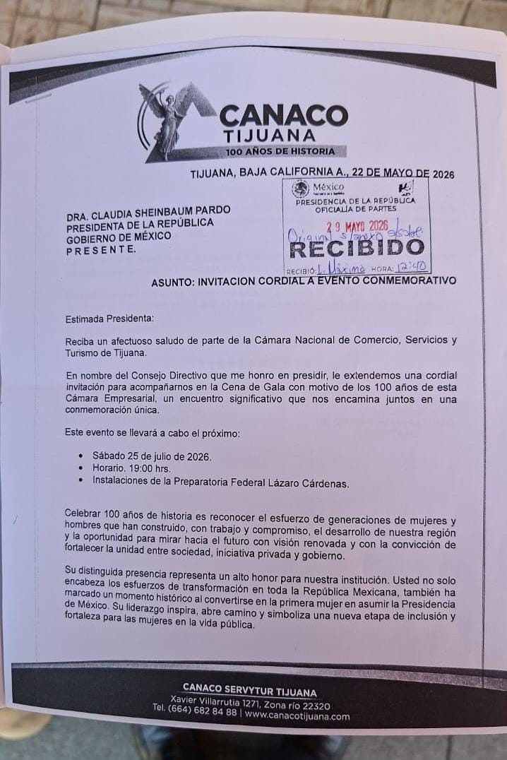 PRESIDENTA DE MEXICO RECIBE INVITACIÓN DE OLIVALDO PAZ PARA LA CENA DEL CENTENARIO