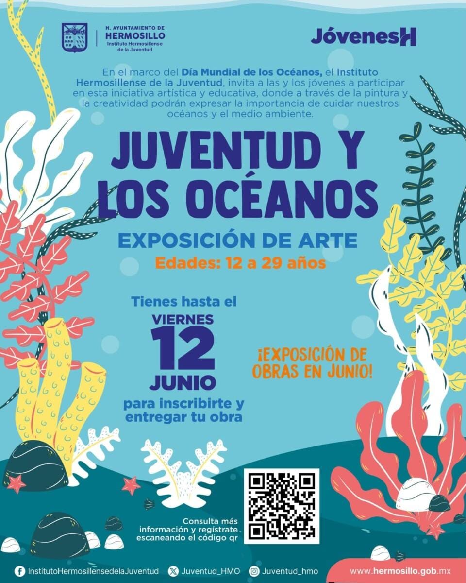 Invita Gobierno de Hermosillo a jóvenes a participar en una exposición de pintura a favor de los océanos